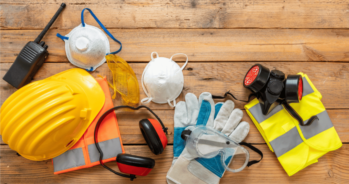 Safety gear at a construction site
